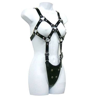 Imbracatura donna regolabile in pelle per dildo esposto S-LX